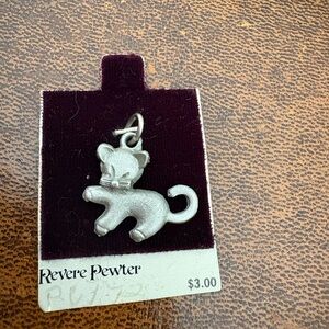 Revere Pewter kitty cat charm vintage pendant for bracelet or necklace